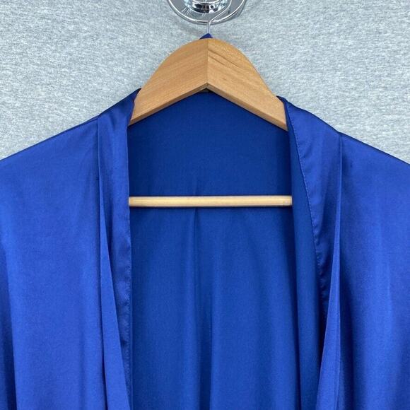 Victorias Secret Robe Womens Small/Medium Blue Silky Pockets Short Sleeve Tie - Picture 4 of 13